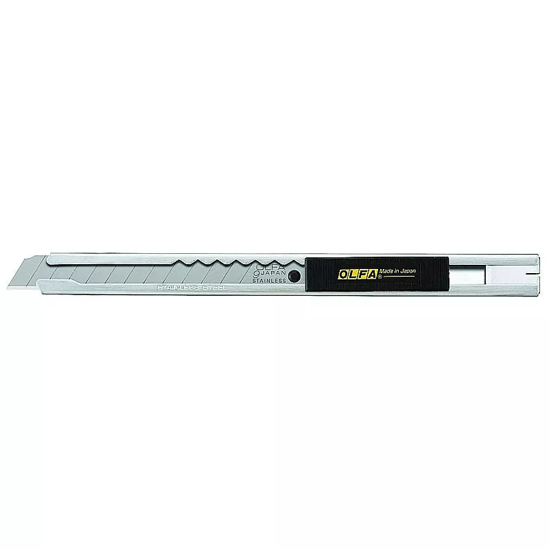Нож OLFA серии OL-SVR-1 c выдвижным лезвием 9 мм в корпусе из нержавеющей стали